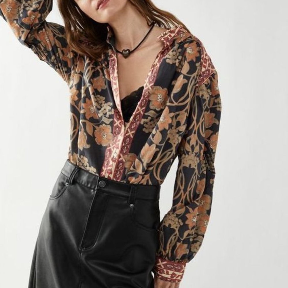 FREE PEOPLE floral gardens tunic top Sz S NEW